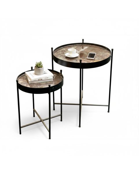 Bordsæt ( 2 stk. ) - spejlborde med sort stel