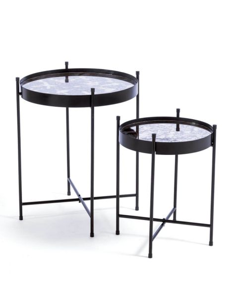 Bordsæt ( 2 stk. ) - spejlborde med sort stel