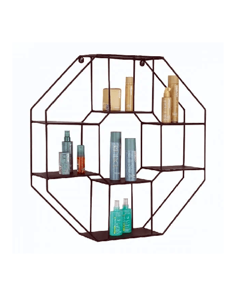 Display væghylde, ottekantet - sort