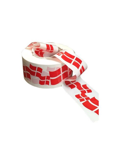 Afspærringsbånd - Hvidt m/ dansk flag - 250 mtr.