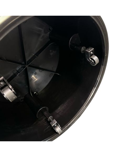 Elefantfod i sort. 41 cm høj. Stopper ved tryk.