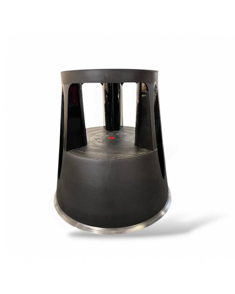 Elefantfod i sort. 41 cm høj. Stopper ved tryk.