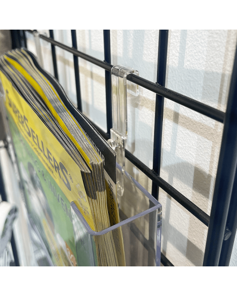 Ophængsbeslag, til brochureholder, på gitre, akryl