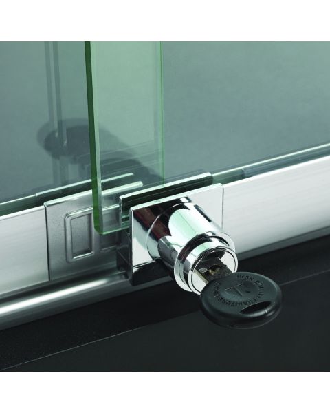 Toscana II, gulvvitrine, med lys, lås og hjul, alu top og bund, 90 x 46 x H184 cm