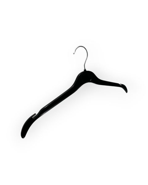 Plastbøjle, voksen, formpresset, med hak og uden stang, sort, 41 cm. Letvægt Discount.