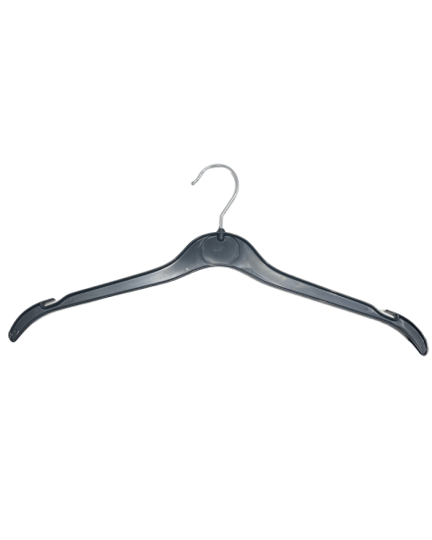 Plastbøjle, voksen, formpresset, med hak og uden stang, sort, 41 cm. Letvægt Discount.