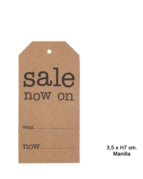 Manilla mærke, Sale now on, brun kraft, 3,5 x H7, 250 stk.
