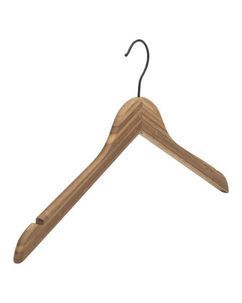 Bambus bøjle, massiv, flad, med hak, natur, sort krog, 44 cm