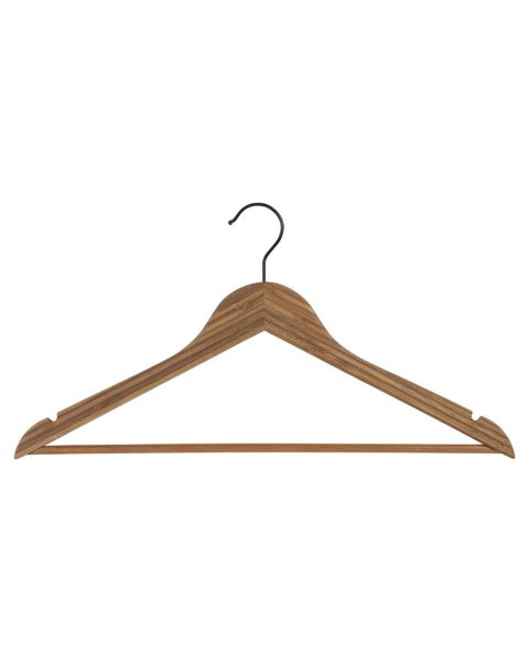 Bambus bøjle, massiv, vinklet, med stang og hak, natur, sort krog, 43 cm