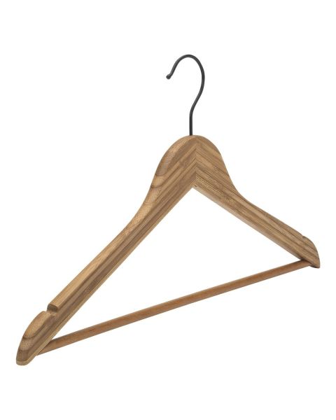 Bambus bøjle, massiv, vinklet, med stang og hak, natur, sort krog, 43 cm