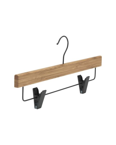 Bambus buksebøjle, massiv, med klemmer, natur, sort krog, 36 cm.