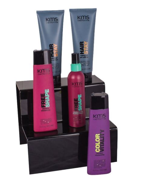 Trindisplay, 2-trin, sort akryl, B 24 x D 20 x H 20 cm.