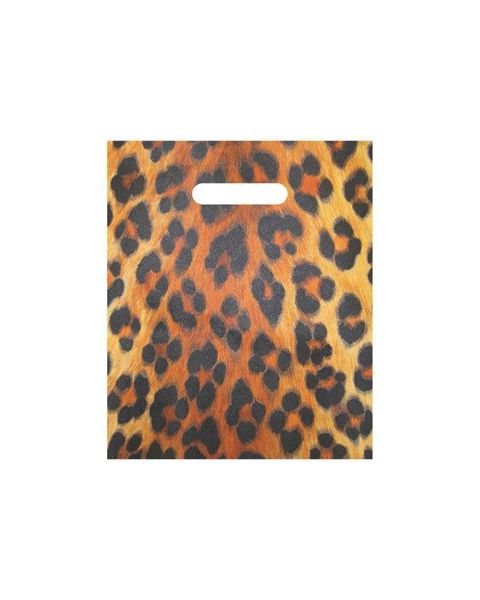 Plastposer m/ tryk - Leopard eller Zebra - Lille H 30 cm. 100 stk. Vælg tryk