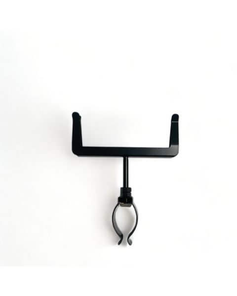 Skilteholder, til ovale rør, med clips, sort, B11 cm