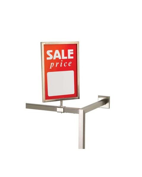 A4 skilteramme med beslag t/ 25 mm. firkantet rør