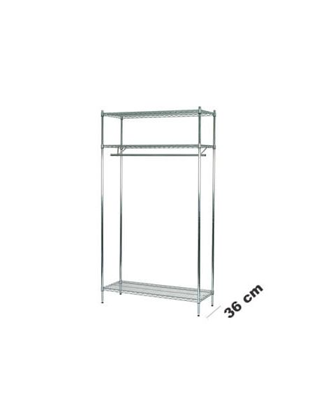 Garderobe Reol - TUBO  (B 122 x D 36 x H 220 cm.) - Krom
