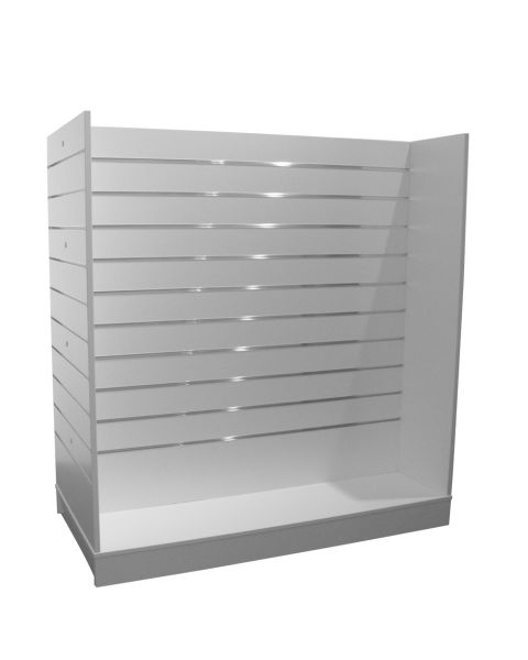 H-gondol, hvid, med 10 cm rilleafstand, 124,6 x 60 x H132 cm inkl. hjul