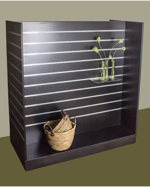H-gondol, sort, med 10 cm rilleafstand, 124,6 x 60 x H132 cm inkl. hjul