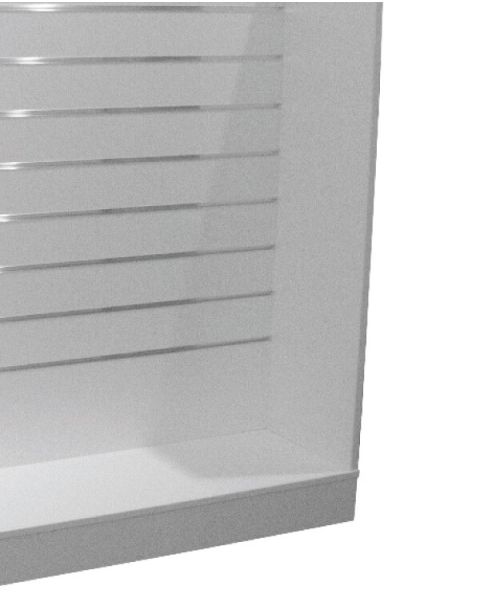 H-gondol, hvid, med 10 cm rilleafstand, 124,6 x 60 x H132 cm inkl. hjul