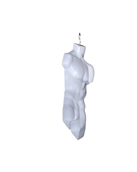 Hængetorso, herre, med front og krog, hvid, H86 cm