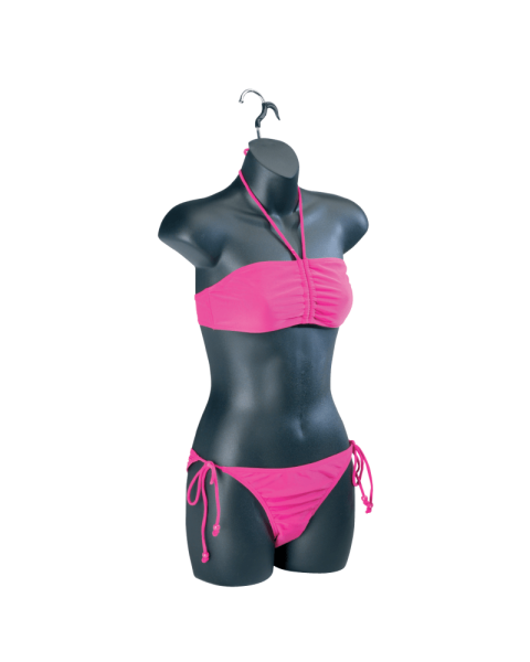 Hængetorso, dame, med front og krog, sort, H78 cm