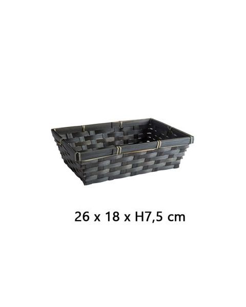Gavekurv, rektangulær, bambus, sort, 26 x 18 x H7,5 cm