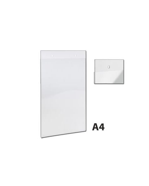 Skiltelomme, A4, til 1 ark, med 2 huller til ophæng, 2 mm akryl
