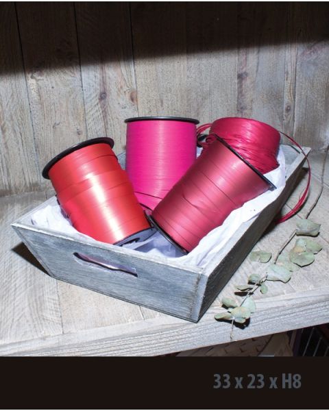 Træbakke, grå-brun, 33 x 23 x H8