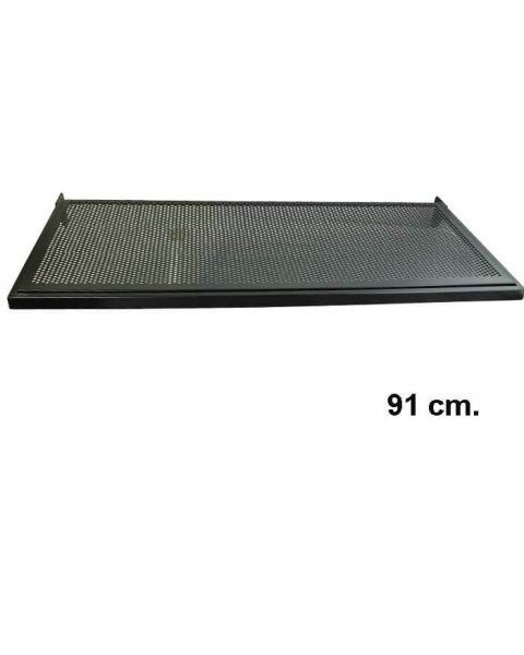 U-hylde, med metalhulplade, sort, 91 x 37 cm, multitilbehør - 12 mm