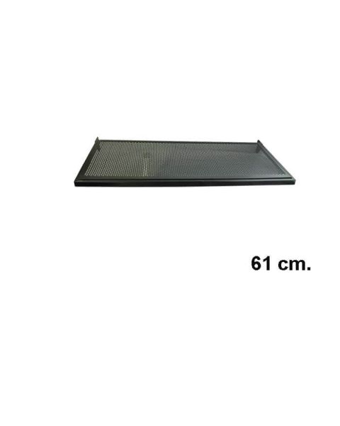 U-hylde, lige, med metalhulplade, sort, 61 x 37 cm, multitilbehør - 12 mm