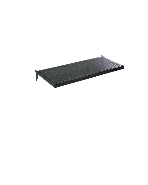 U-hylde, lige, med metalhulplade, sort, 61 x 37 cm, multitilbehør - 12 mm