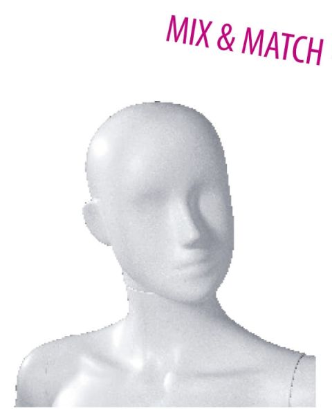 Abstrakt dame mannequinhoved - (Mix and Match serien). Vælg farve