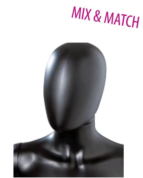 Dame mannequinhoved u/ ansigtstræk - (Mix and Match serien). Vælg farve