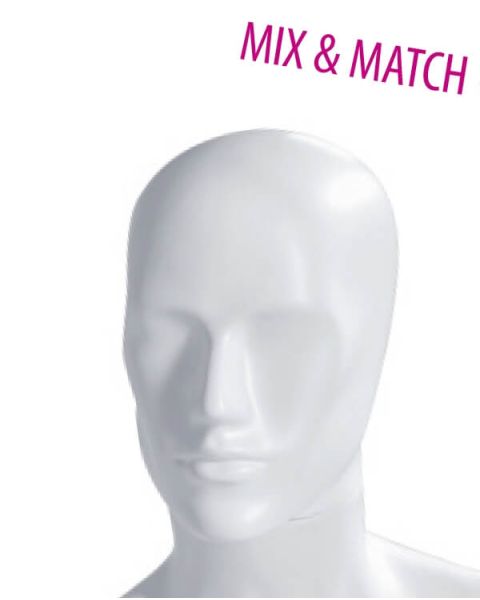 Herre mannequinhoved - abstrakt - (Mix and Match serien). Vælg farve
