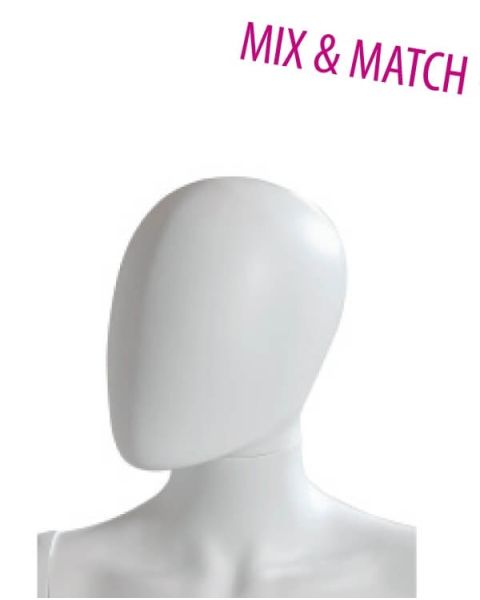 Herre mannequinhoved u/ ansigtstræk - (Mix and Match serien). Vælg farve