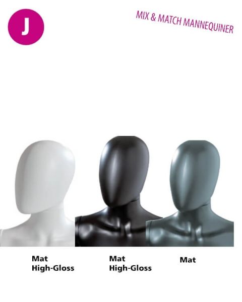 Herre mannequinhoved u/ ansigtstræk - (Mix and Match serien). Vælg farve
