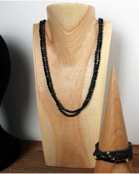 Halssmykkedisplay, træ, natur, H30 cm