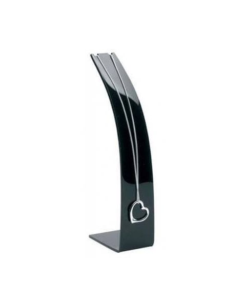 Halskædedisplay, buet, sort akryl, H27 cm