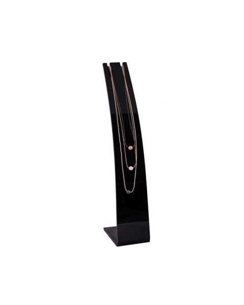 Halskædedisplay, buet, sort akryl, H27 cm