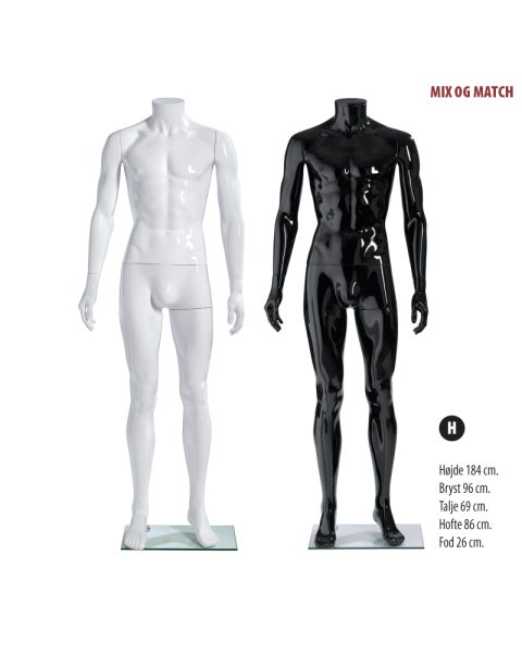 Herremannequin - Classic. H 184 cm. - (Mix and Match serien). Vælg farve