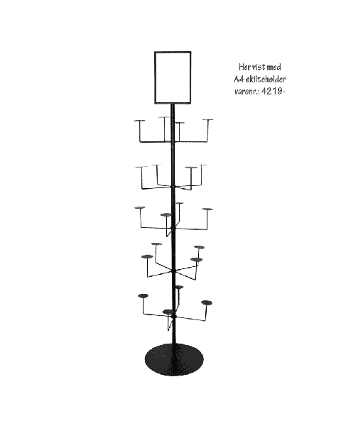 Hattestativ med 20 hatteholdere - sort