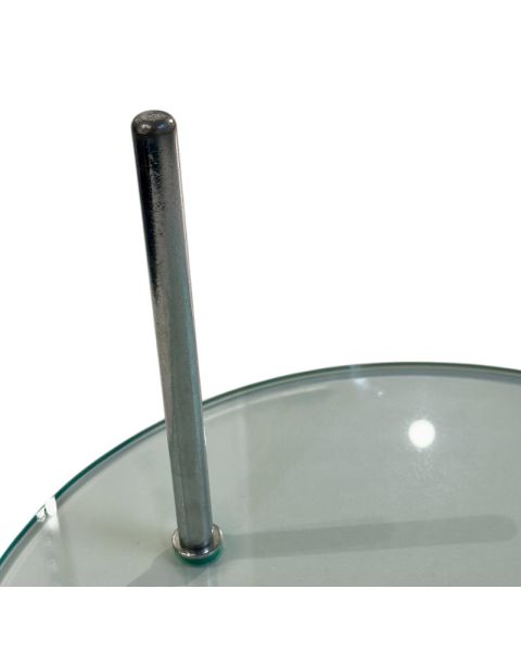 Fodplade med fodspyd til børnemannequin, glas. Ø30.