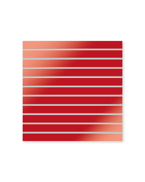 Rillepanel (120 x 120 cm.) u/lister - Rød højglans. 15 cm - 7 spor