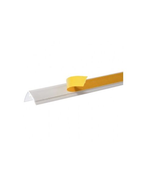 Vareskubber, forkant, hvid med klar front. 1 mtr. M/ tape. 