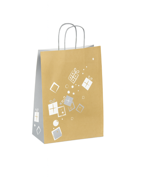 Papirpose, jul 26 x 12 x H32 cm - jul - fødselsdag - jubilæum. 50 stk.