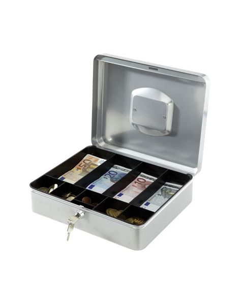 Pengekasse 30 x 24 x H9. med nøgle. Grå