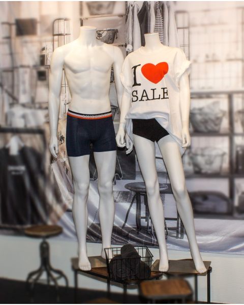 Basic herremannequin u/ hoved. Plast