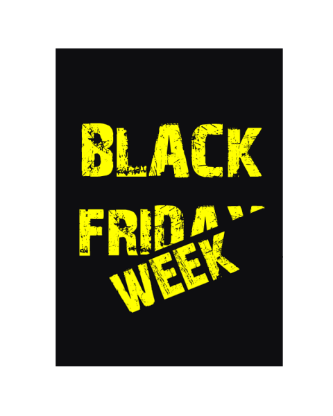 Plakat. Week, sort og gul, 50 x 12 cm