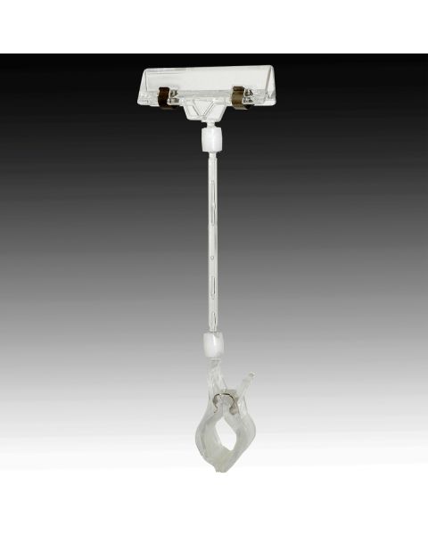 Clear Grip, skilteholder, med bred klemme, klar akryl, H20 cm