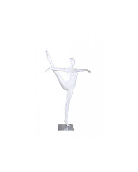 Yoga damemannequin, fitness/yoga - hvid. Et ben